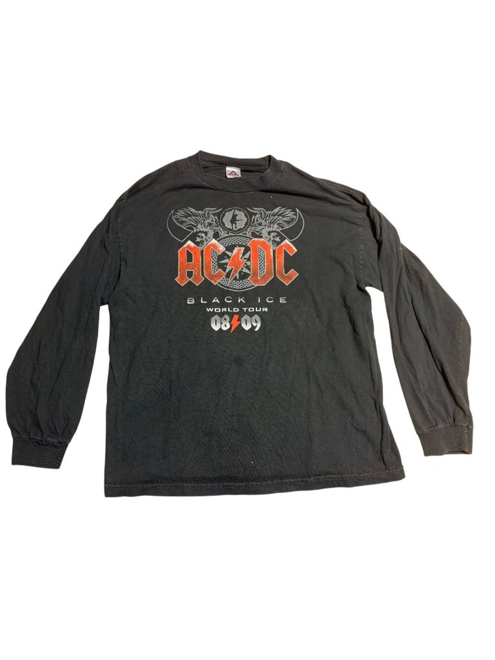 Uncommon Vintage AC/DC Black Ice Tour 08/09 Long Sleeve Shirt XL Alstyle Apparel
